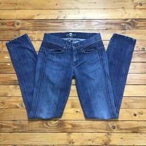 𝅺7famk Roxanne special design skinny to straight mid to low rise blue jeans 24